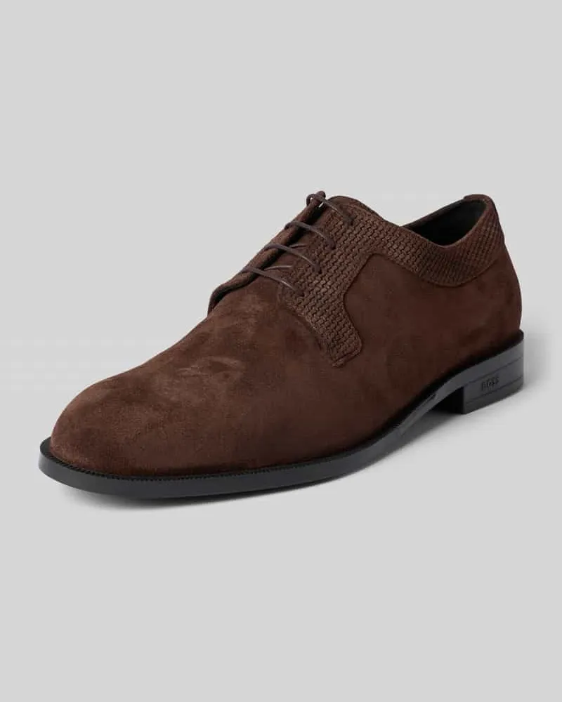 HUGO BOSS Schnürschuhe aus echtem Rindsvelours Modell 'TAYIL Dunkelbraun