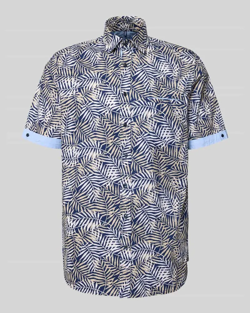 Christian Berg Modern Fit Freizeithemd mit Kentkragen Marine