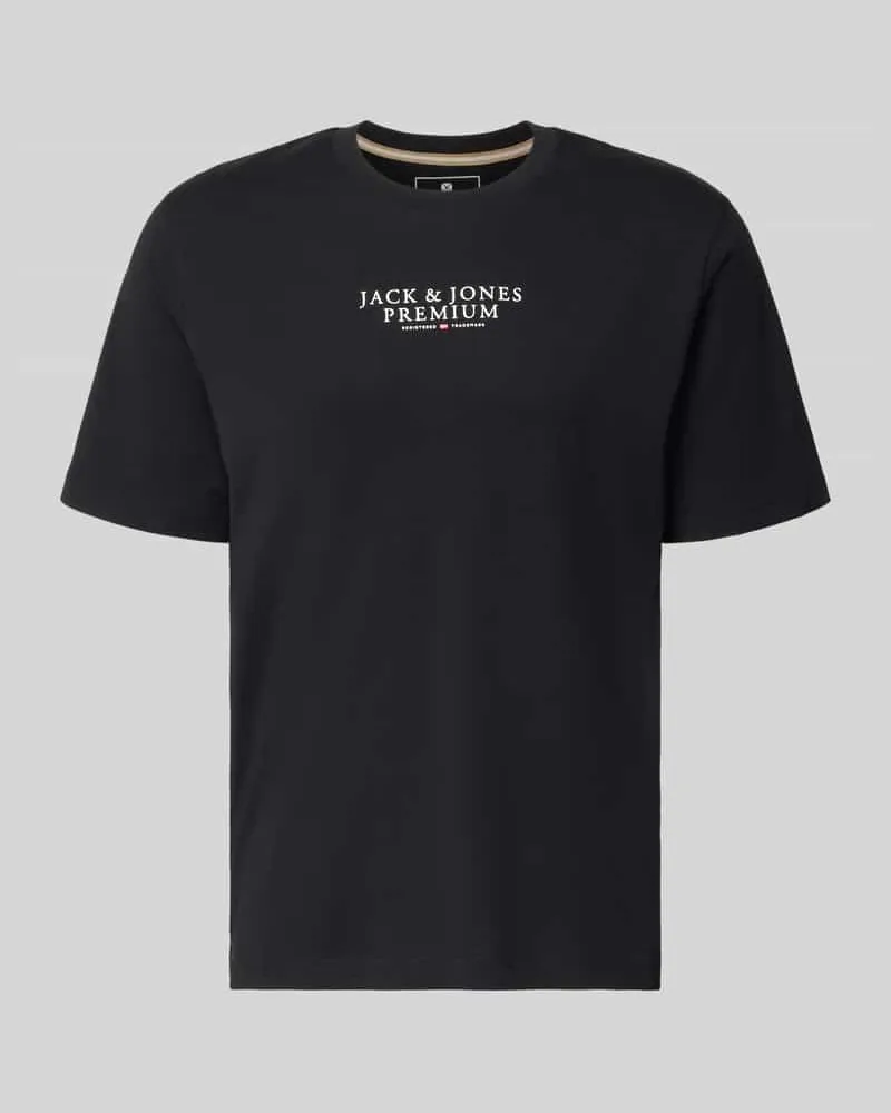 Jack & Jones T-Shirt mit Label-Print und Rundhalsausschnitt Black