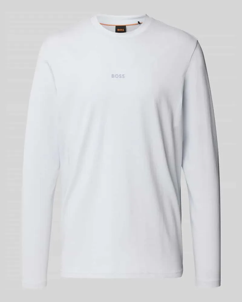 HUGO BOSS Regular Fit Langarmshirt aus Baumwoll-Mix Modell 'TCHARK Hellgrau