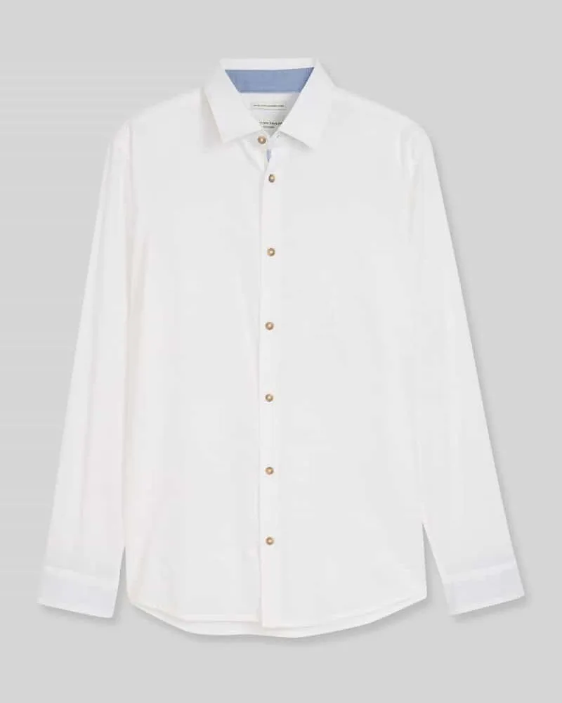 Tom Tailor Regular Fit Freizeithemd aus Leinen-Baumwolle-Mix Weiss