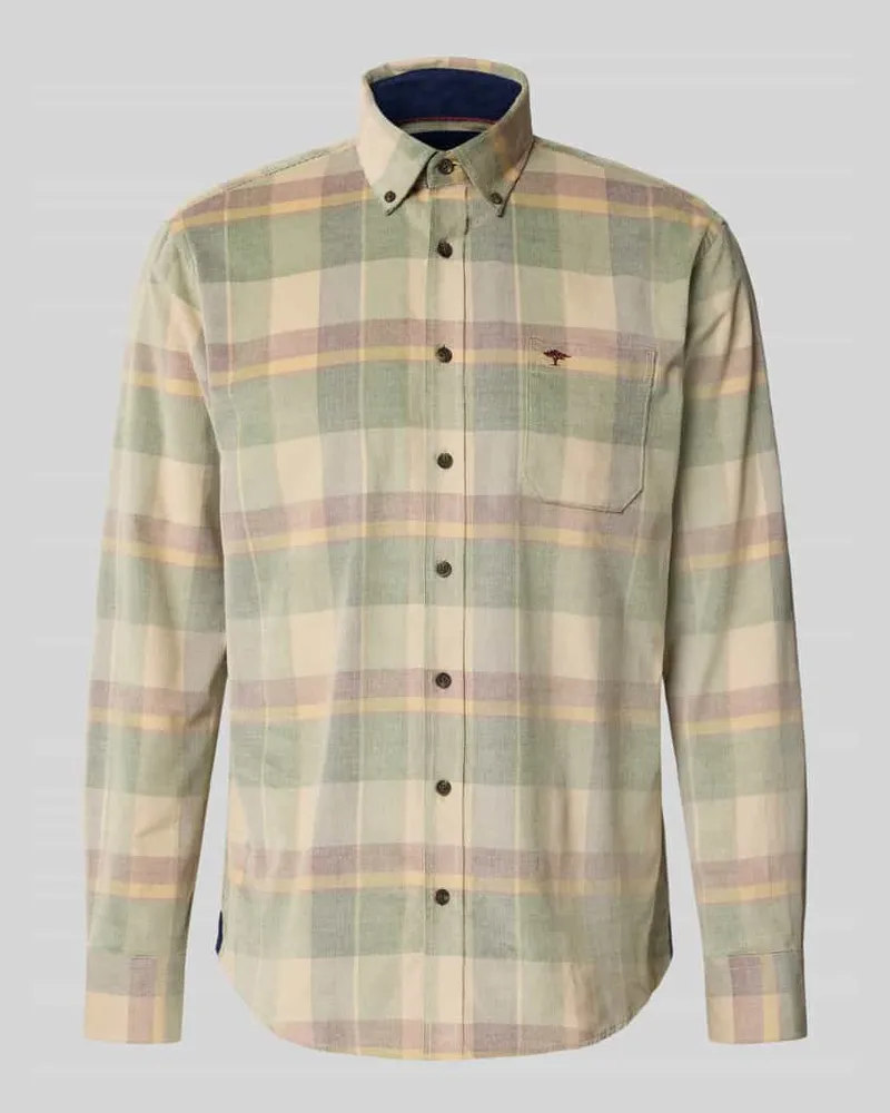 Fynch-Hatton Slim Fit Freizeithemd aus Cord Gruen