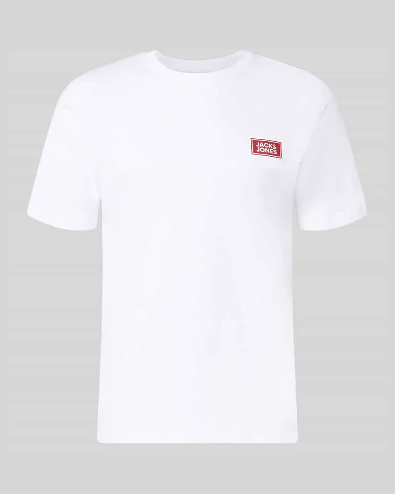 Jack & Jones Regular Fit T-Shirt aus reiner Baumwolle mit Label-Detail Weiss