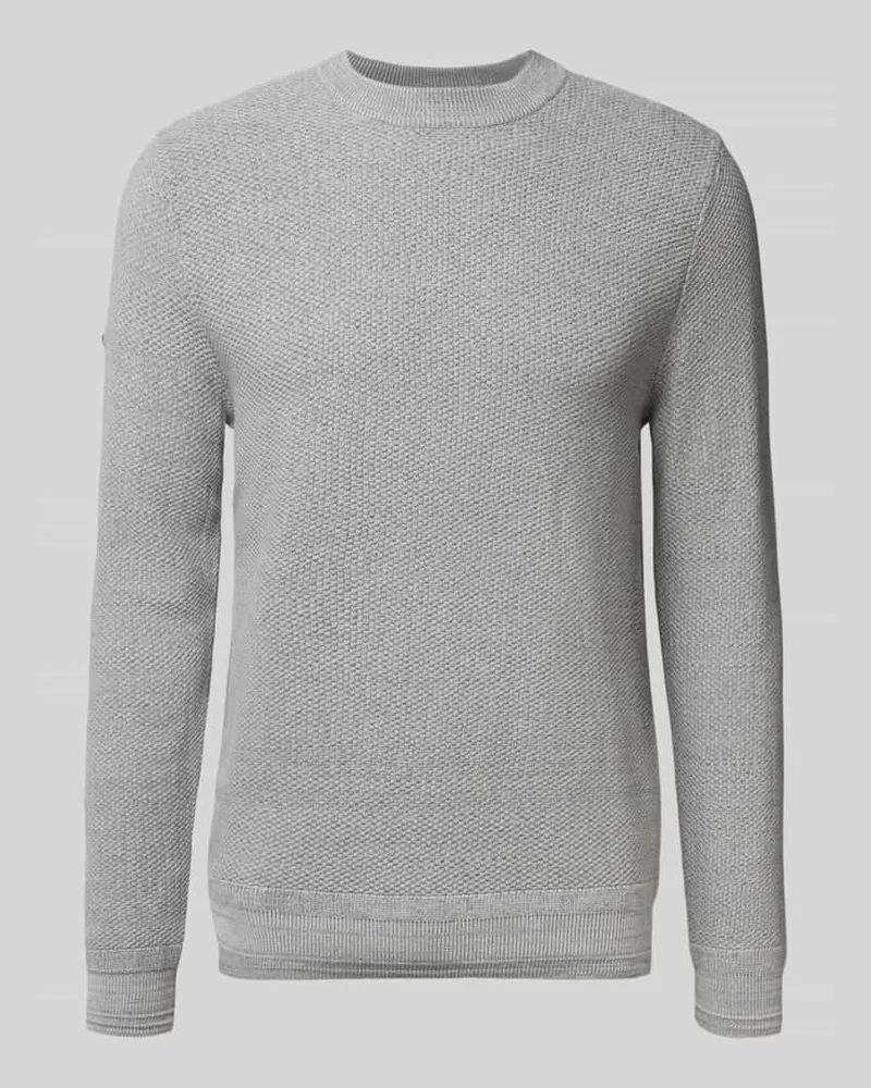 Superdry. Strickpullover mit gerippten Abschlüssen Hellgrau