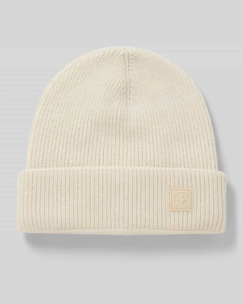 Strellson Mütze mit Label-Patch Modell 'Loras Beige