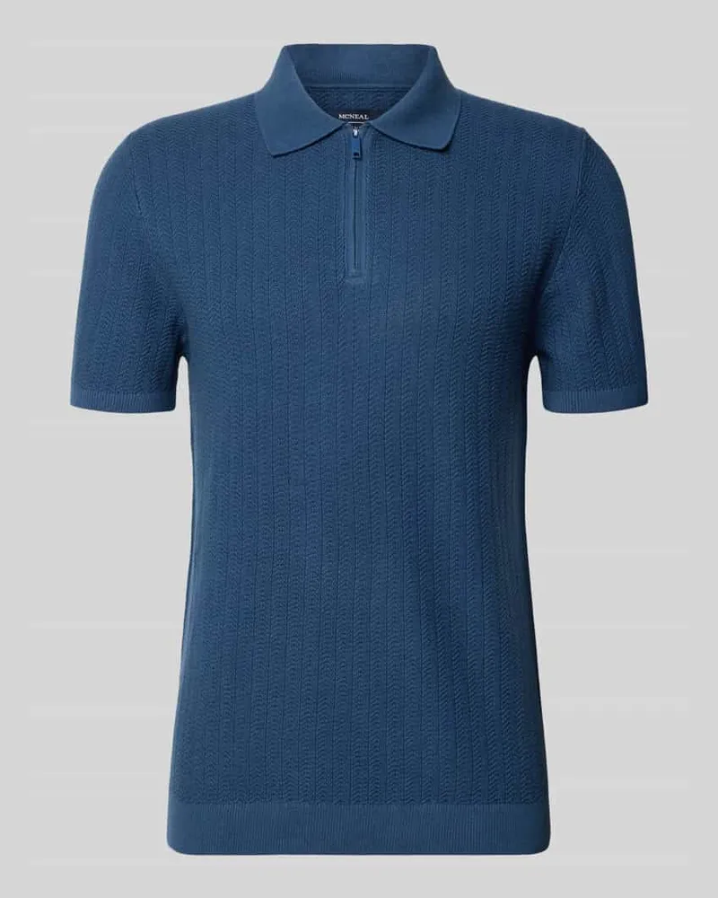 McNeal Poloshirt mit kurzem Reißverschluss und Polokragen Rauchblau