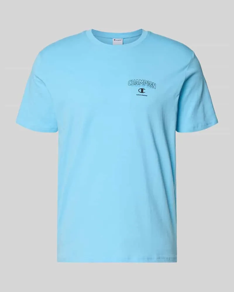 Champion T-Shirt mit Logo und Rundhalsausschnitt Hellblau