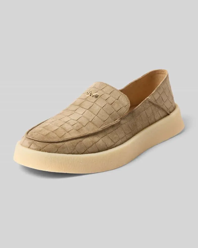 Hide & Jack Slipper mit Logo-Applikation Modell 'Riva Taupe