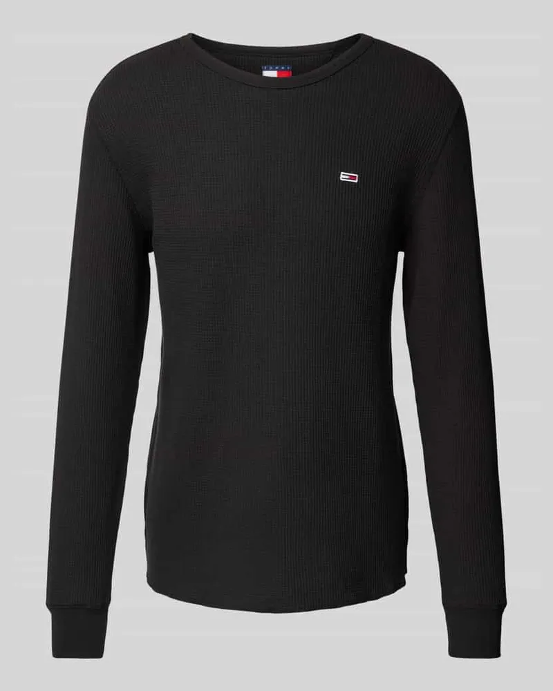 Tommy Hilfiger Slim Fit Longsleeve mit Label-Stitching Black