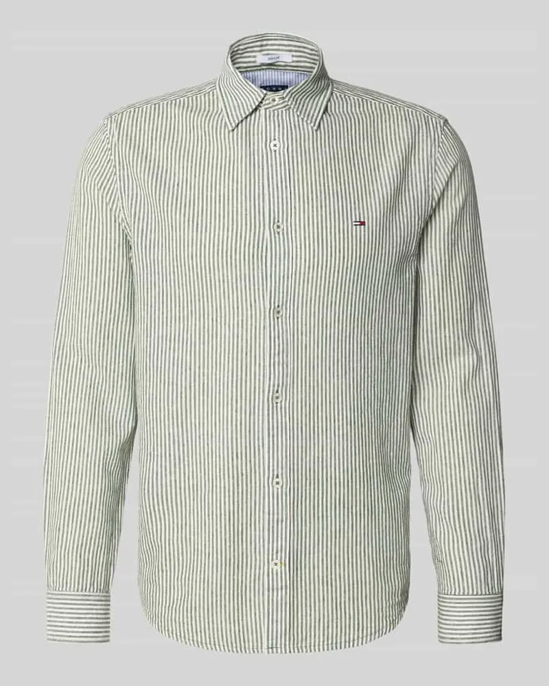 Tommy Hilfiger Regular Fit Freizeithemd aus Leinen-Baumwoll-Mix Gruen