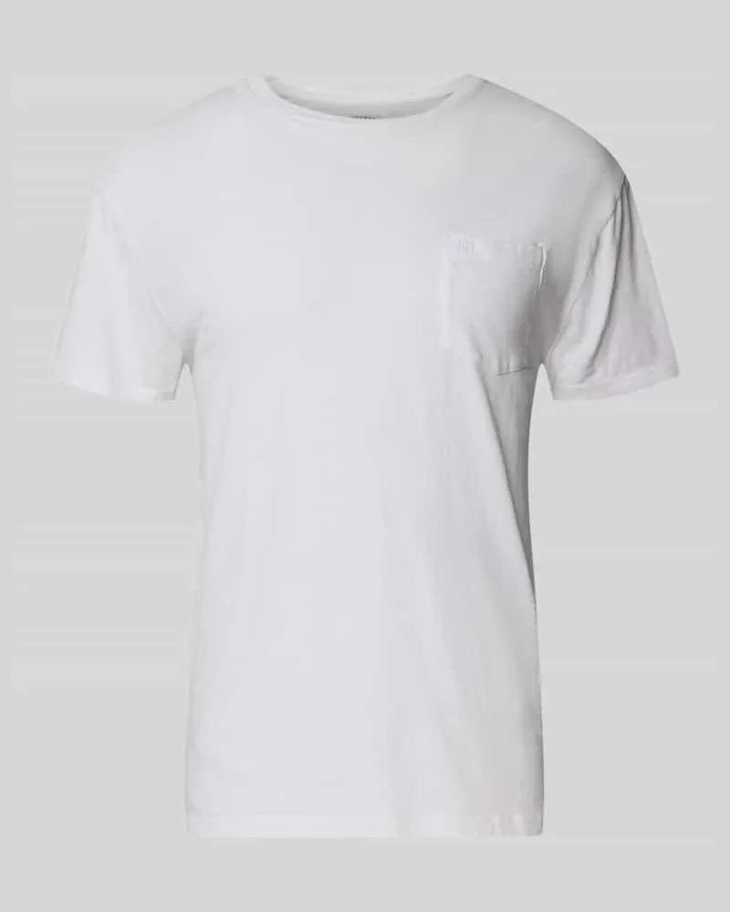 Superdry. T-Shirt aus Baumwoll-Leinen-Mix mit Brusttasche Offwhite