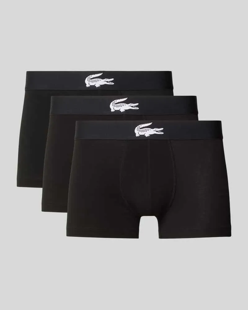 Lacoste Trunks mit elastischem Logo-Bund im 3er-Pack Black