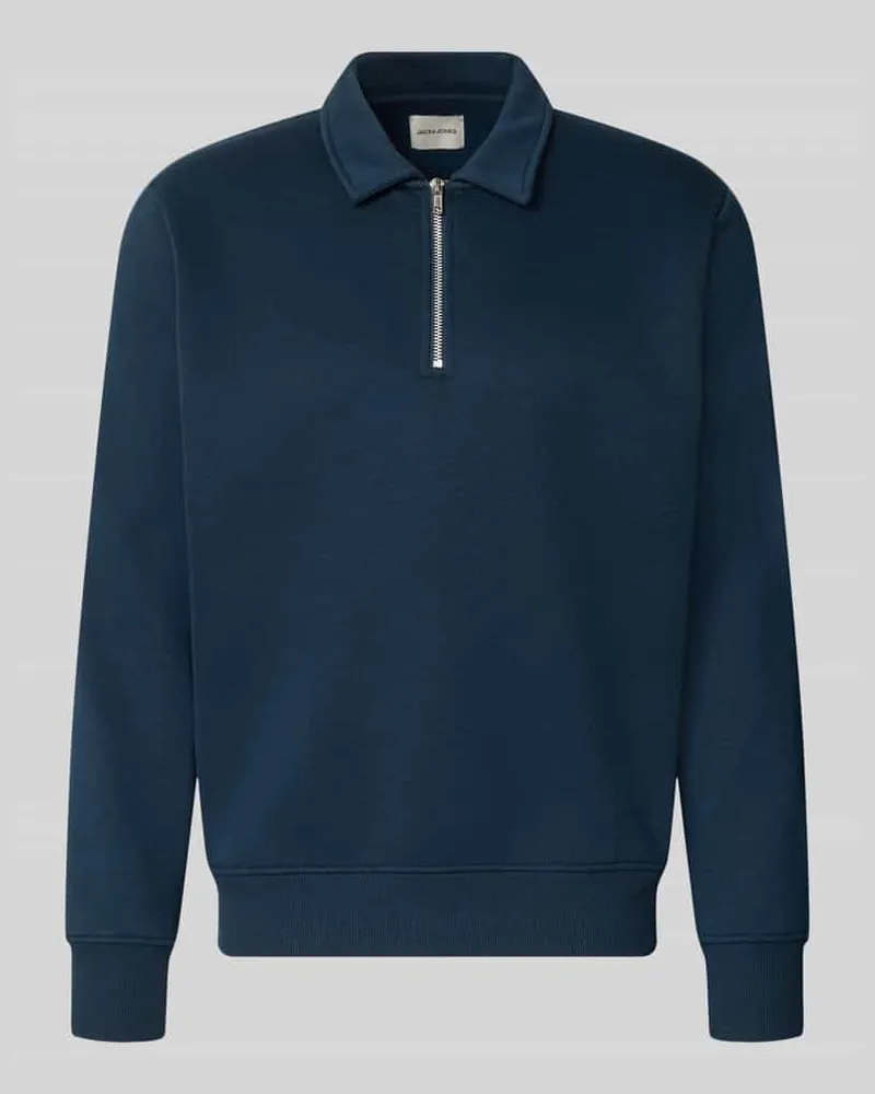 Jack & Jones Regular Fit Sweatshirt mit Baumwoll-Anteil Modell 'Bradley Marine