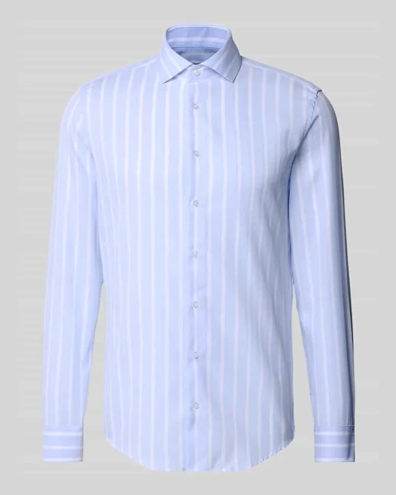 Seidensticker Slim Fit Business-Hemd aus Baumwolle mit Kentkragen Bleu