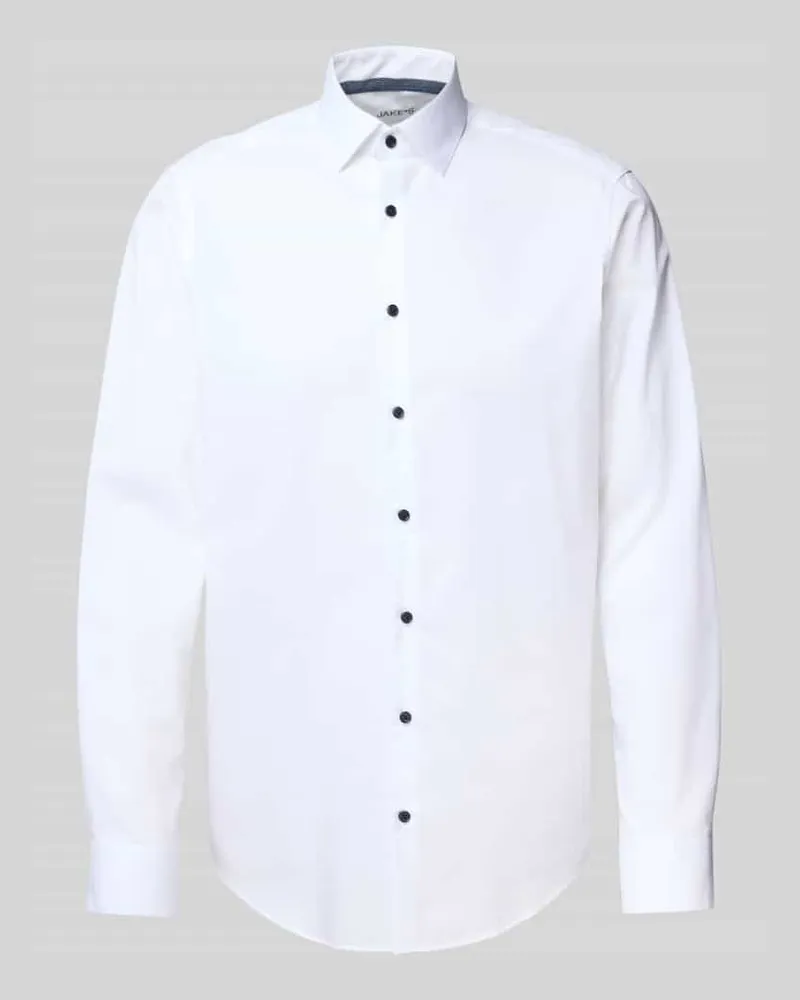 JAKE*S Regular Fit Business-Hemd mit Knopfleiste Weiss