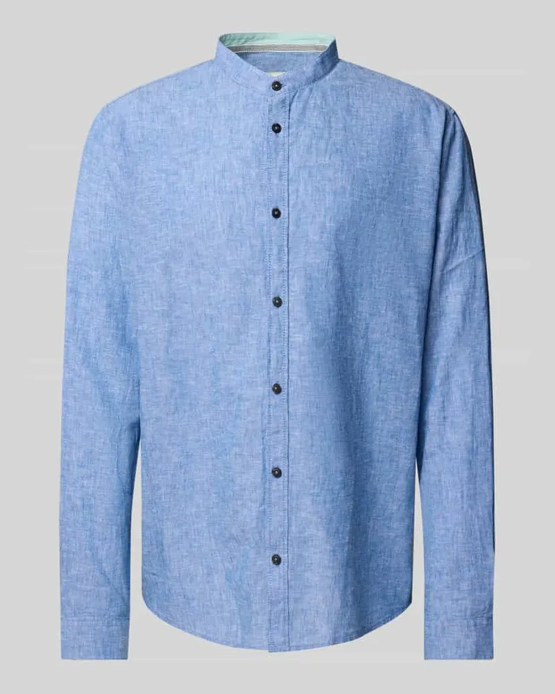 Tom Tailor Regular Fit Freizeithemd aus Leinen-Baumwoll-Mix Jeansblau