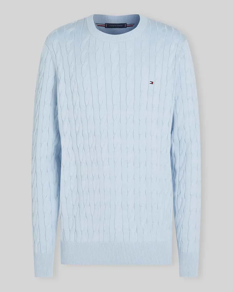 Tommy Hilfiger Regular Fit Pullover aus reiner Baumwolle Bleu