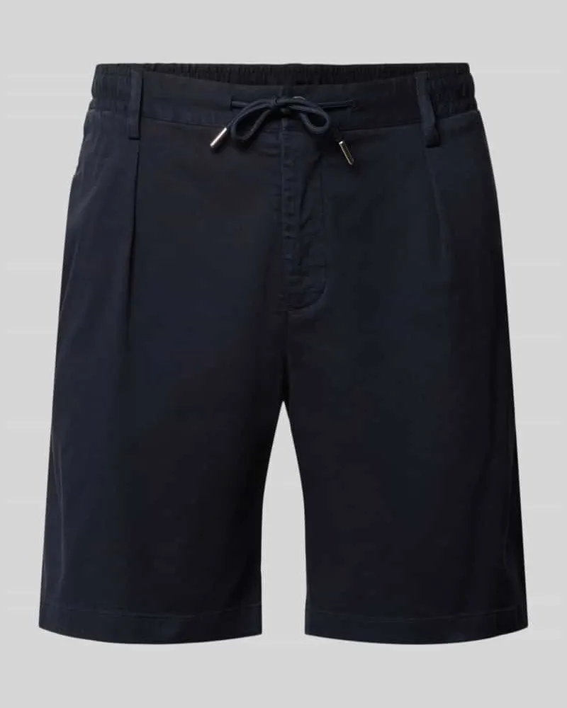 Profuomo Straight Fit Shorts mit Bundfalten Marine