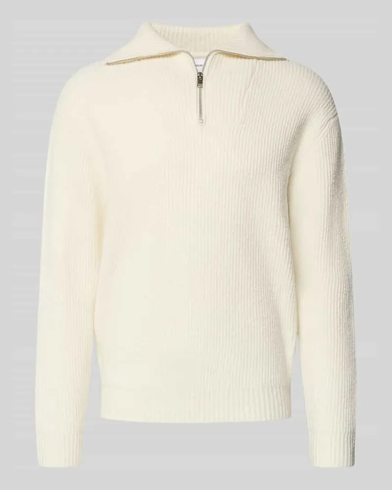 Lindbergh Oversized Strickpullover mit Baumwoll-Anteil Weiss
