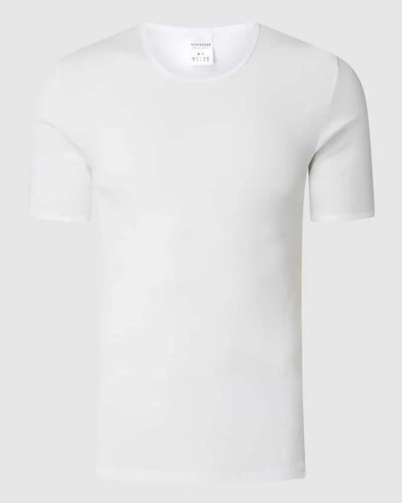 Schiesser T-Shirt mit Rundhalsausschnitt Weiss