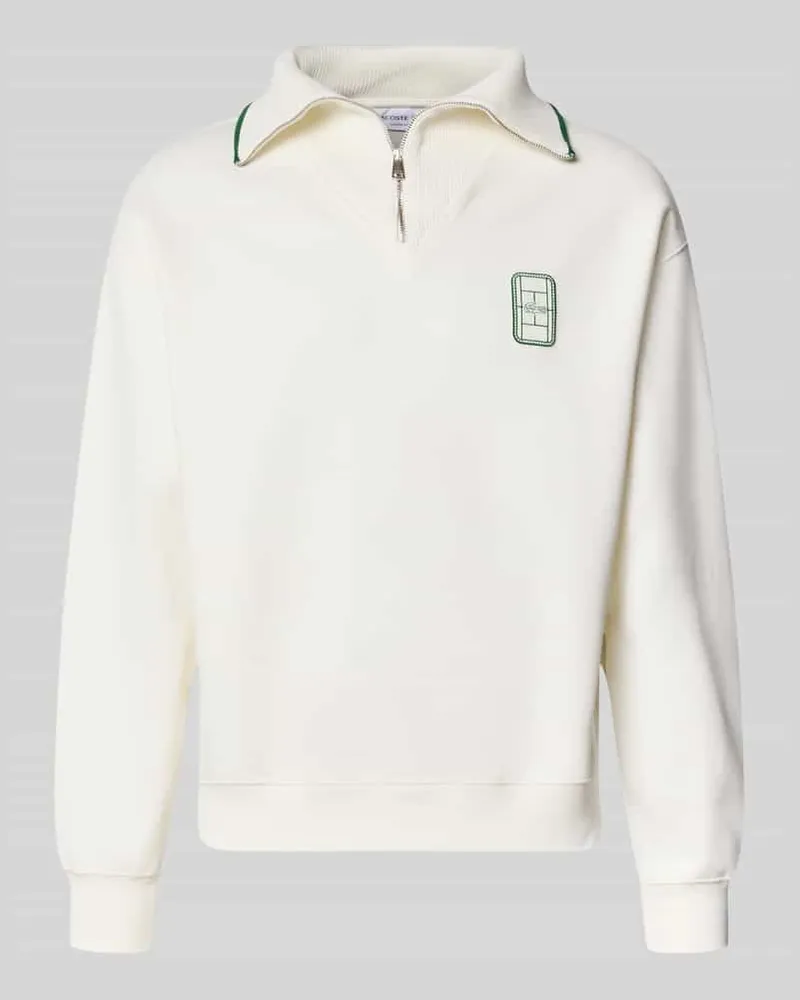 Lacoste Loose Fit Troyer aus Baumwoll-Mix Model 'Tennisc Offwhite