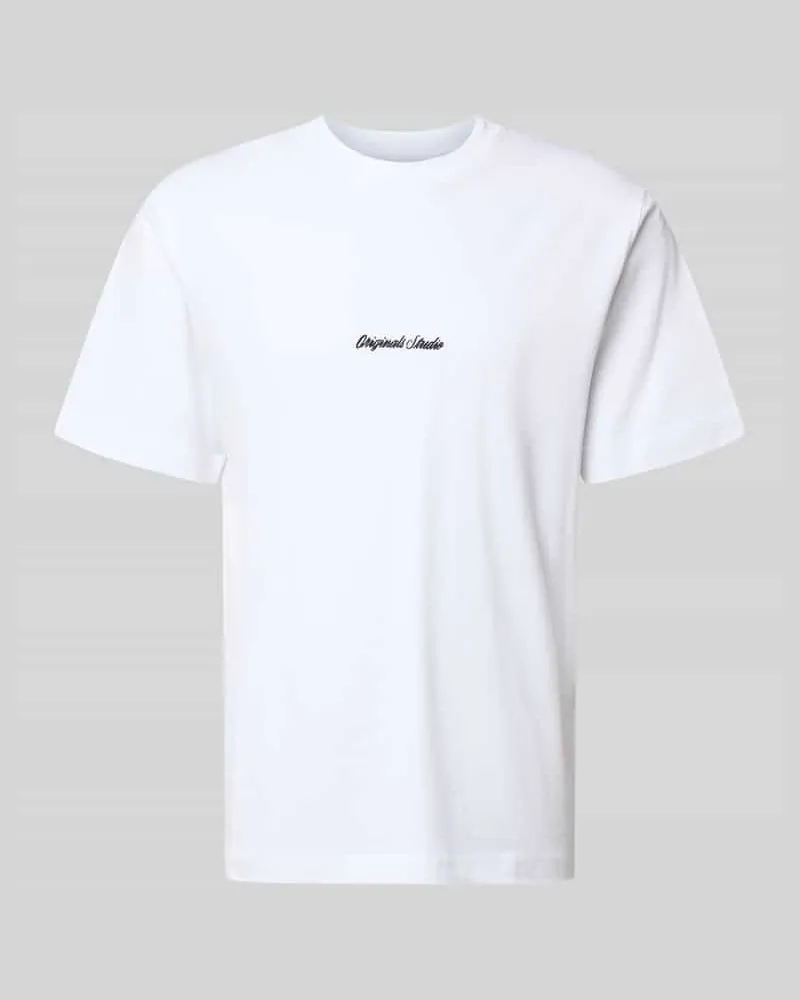 Jack & Jones T-Shirt mit Label-Stitching Modell 'NORREBRO Weiss