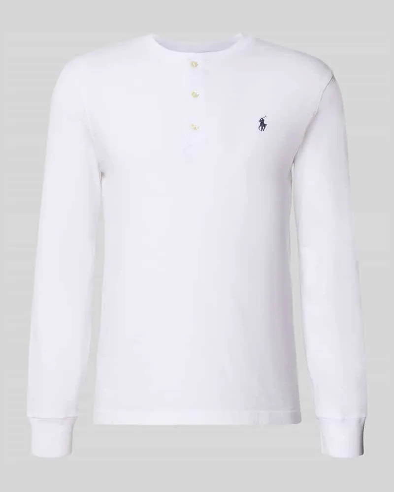 Ralph Lauren Regular Fit Langarmshirt aus reiner Baumwolle Weiss