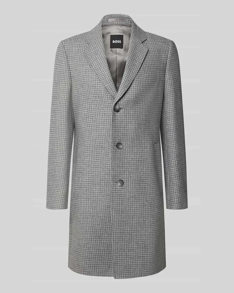 HUGO BOSS Regular Fit Wollmantel mit Allover-Muster Modell 'H-Hyde-Bib-E-264 Hellgrau