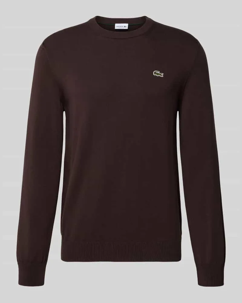 Lacoste Regular Fit Strickpullover aus Baumwoll-Mix Dunkelbraun