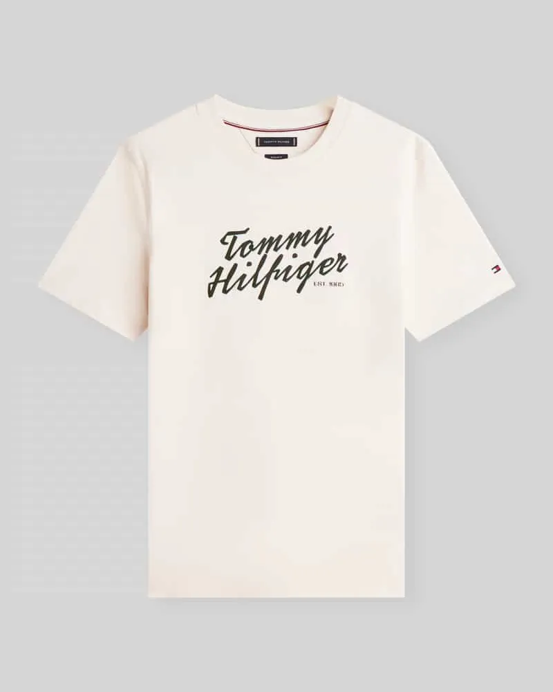 Tommy Hilfiger Regular Fit T-Shirt aus reiner Baumwolle Sand