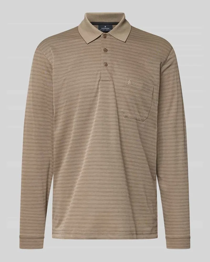 Ragman Regular Fit Poloshirt mit Brusttasche Modell 'Fineliner Sand
