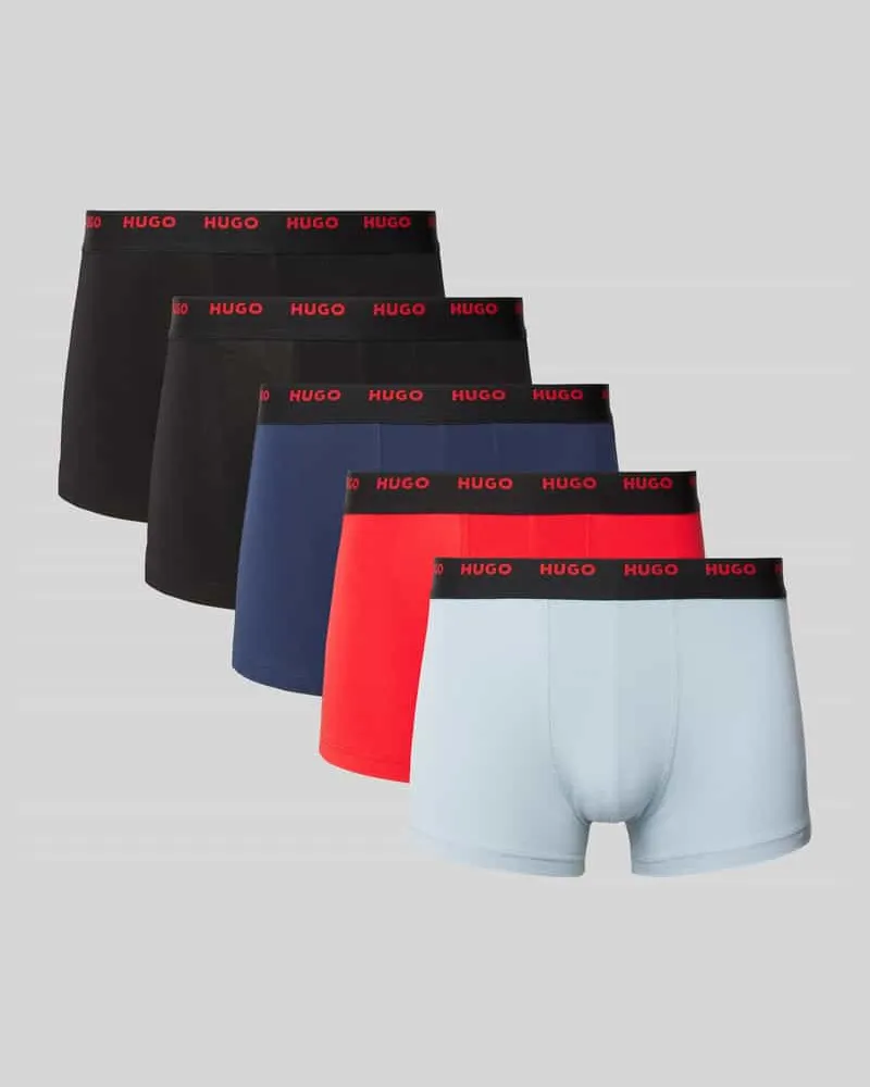 HUGO BOSS Trunks mit elastischem Label-Bund im 5er-Pack Blau