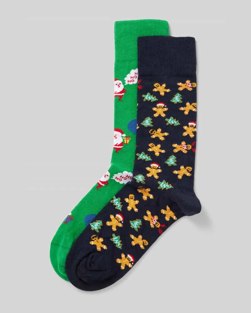 Christian Berg Socken mit Motiv-Stitching im 2er-Pack 