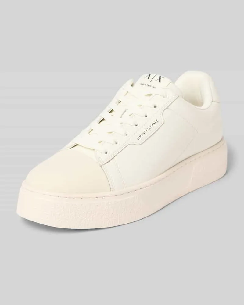 Armani Exchange Sneaker aus Leder-Mix mit Logo-Detail Modell 'Lion Offwhite