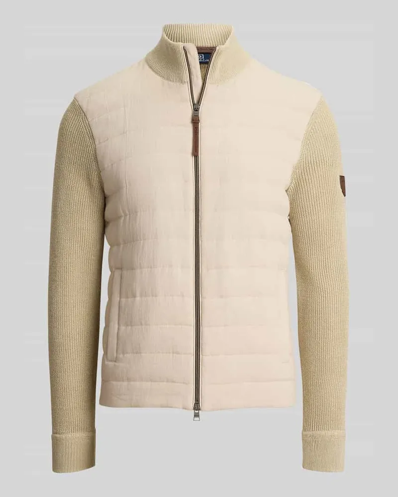Ralph Lauren Regular Fit Strickjacke aus Material-Mix mit Steppeinsatz Beige