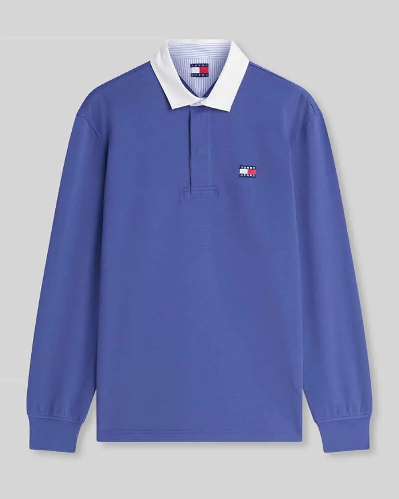 Tommy Hilfiger Regular Fit Rugbyshirt aus reiner Baumwolle Rauchblau