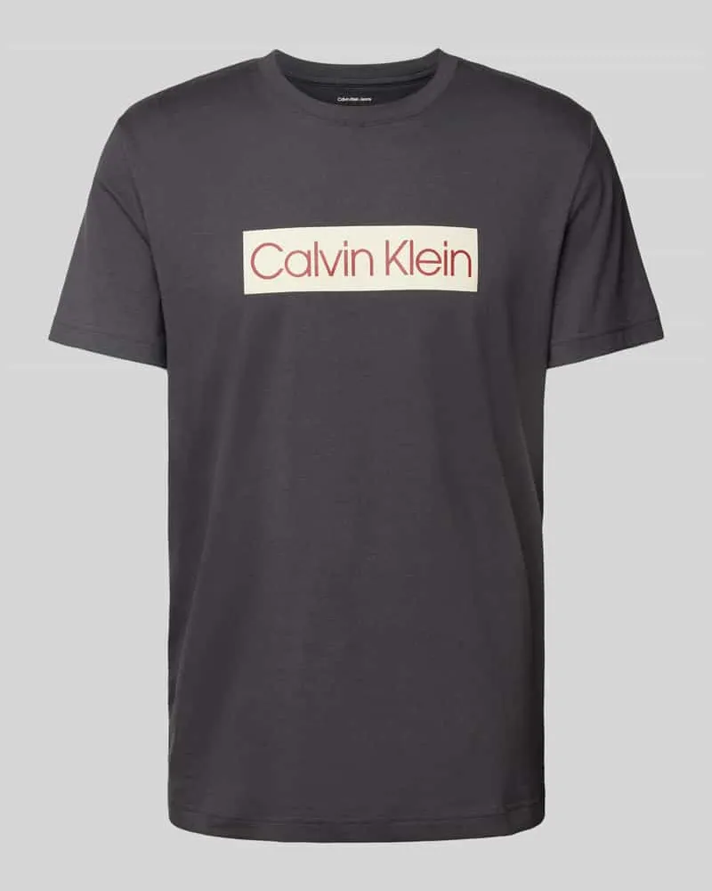 Calvin Klein T-Shirt mit Label-Print Dunkelgrau
