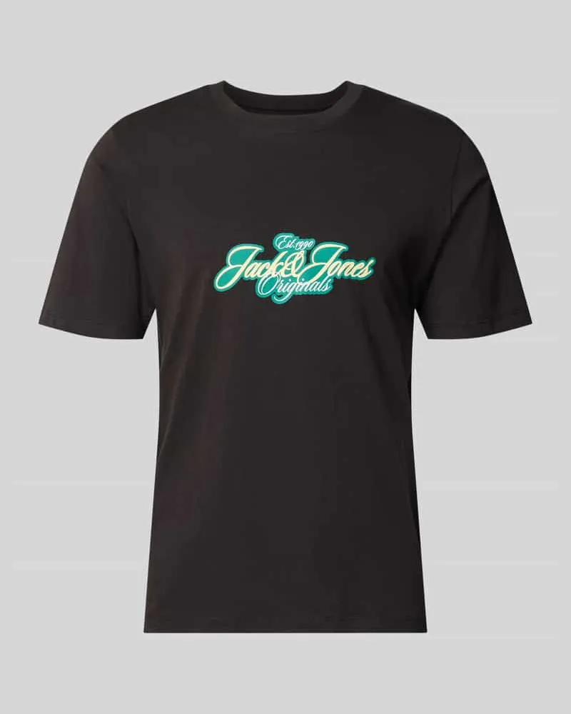 Jack & Jones T-Shirt mit Label-Print Modell 'CASSIS Black