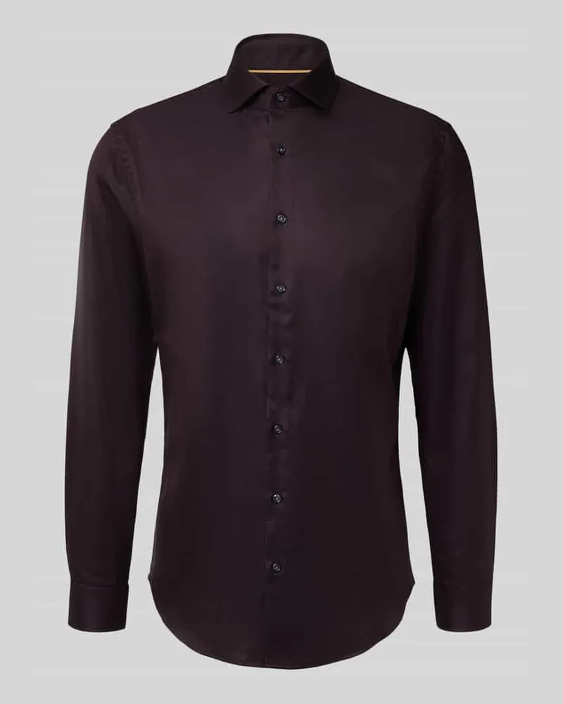 JAKE*S Slim Fit Businesshemd aus Baumwolle mit Haikragen Pflaume