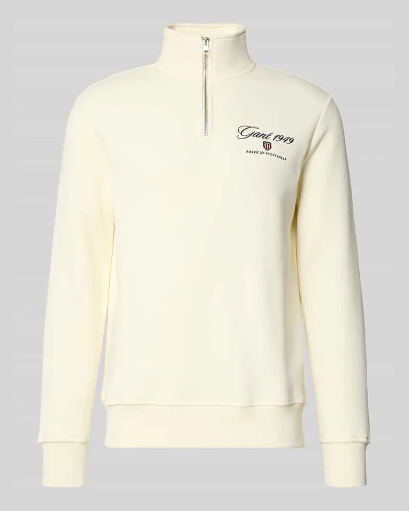 Gant Sweatshirt mit Stehkragen und Reißverschluss Offwhite