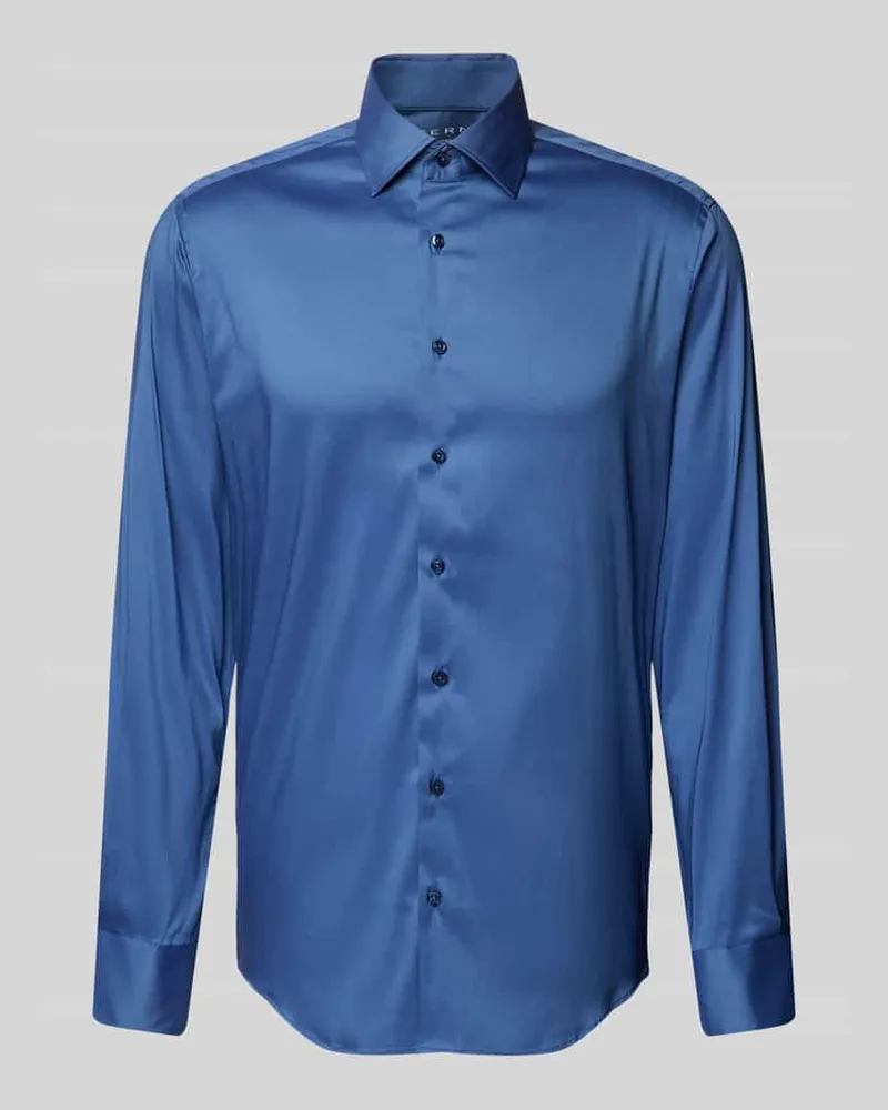 Eterna Regular Fit Business-Hemd mit Knopfleiste Blau