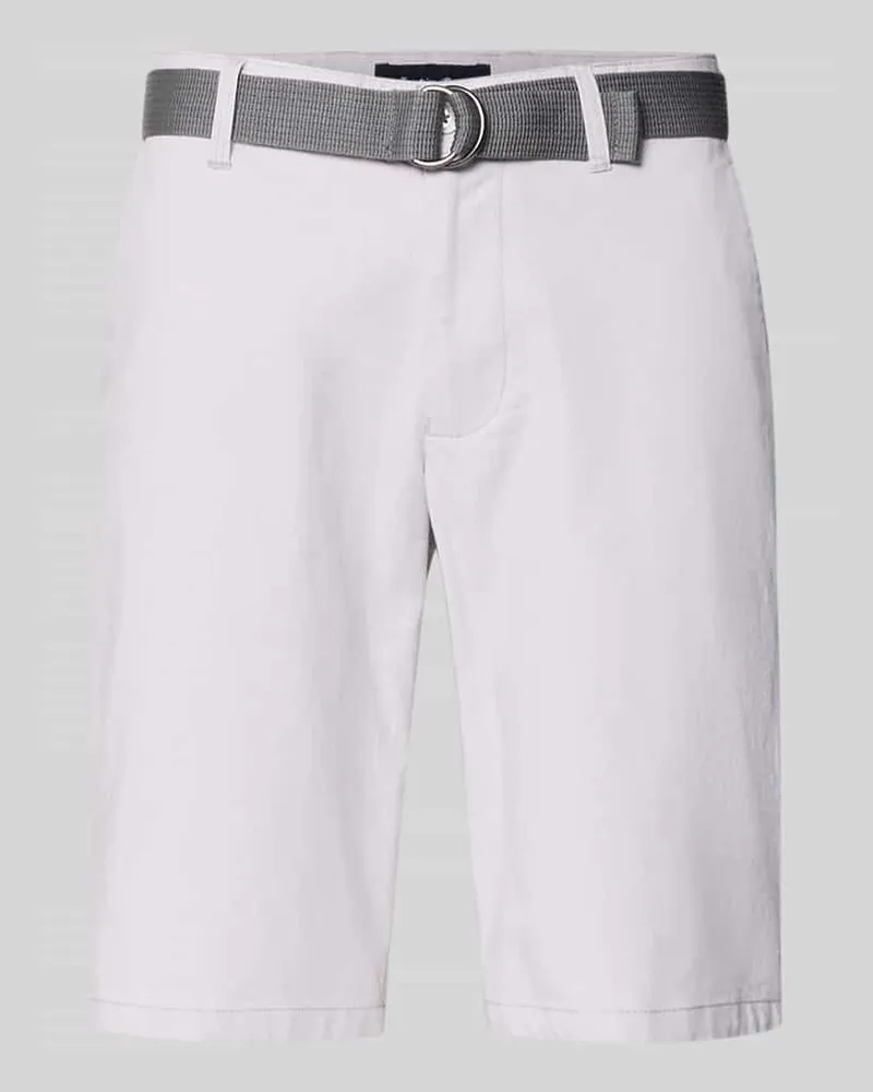 Christian Berg Bermudas mit Gürtel und Gesäßleistentaschen Mittelgrau