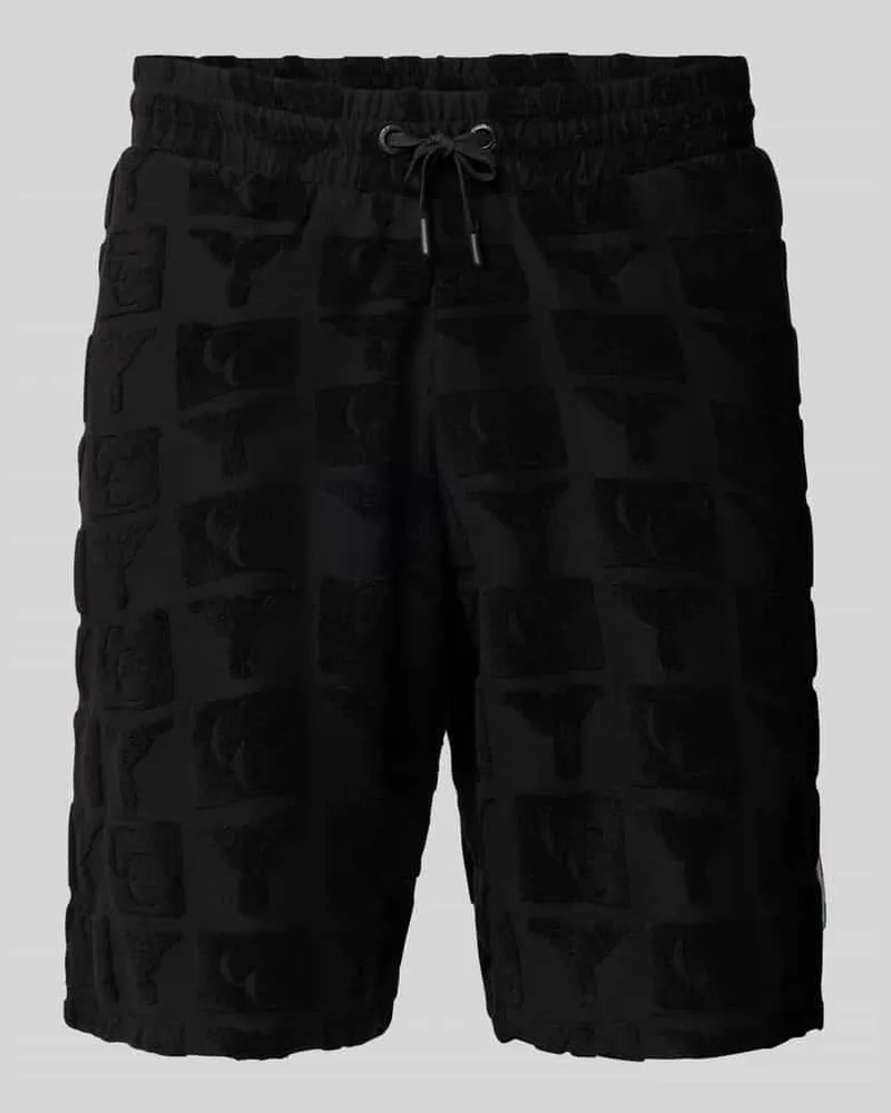 Carlo Colucci Regular Fit Sweatshorts mit Strukturmuster Modell 'BEACHWEAR Black