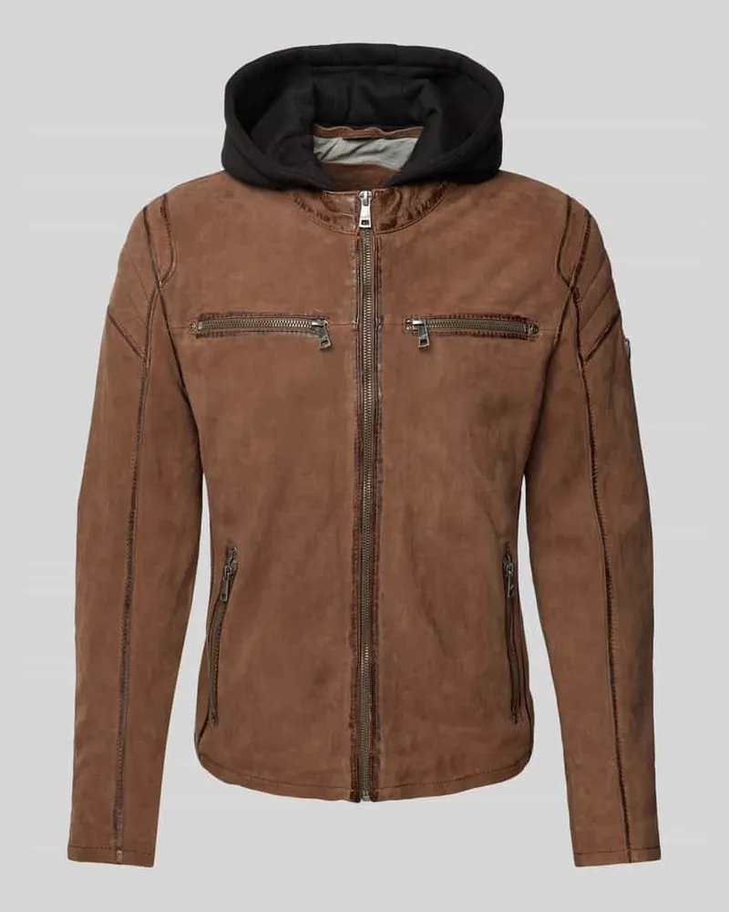 Mauritius Lederjacke mit Kapuze Modell 'Jalon Taupe