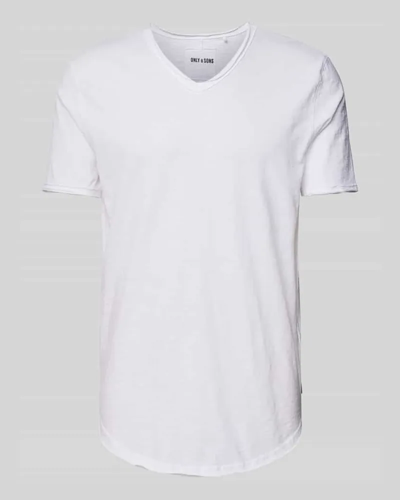 Only & Sons T-Shirt mit V-Ausschnitt Modell 'BENNE Weiss