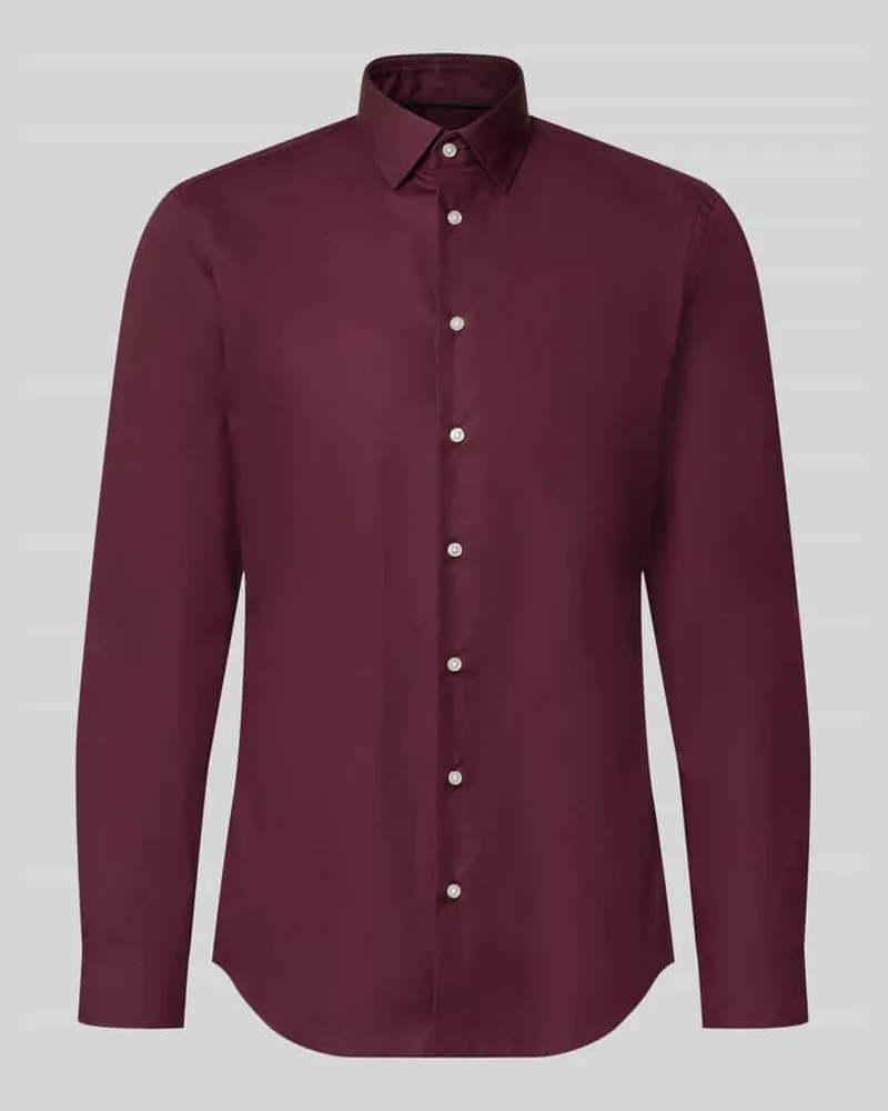 JAKE*S Slim Fit Business-Hemd mit Kentkragen Bordeaux