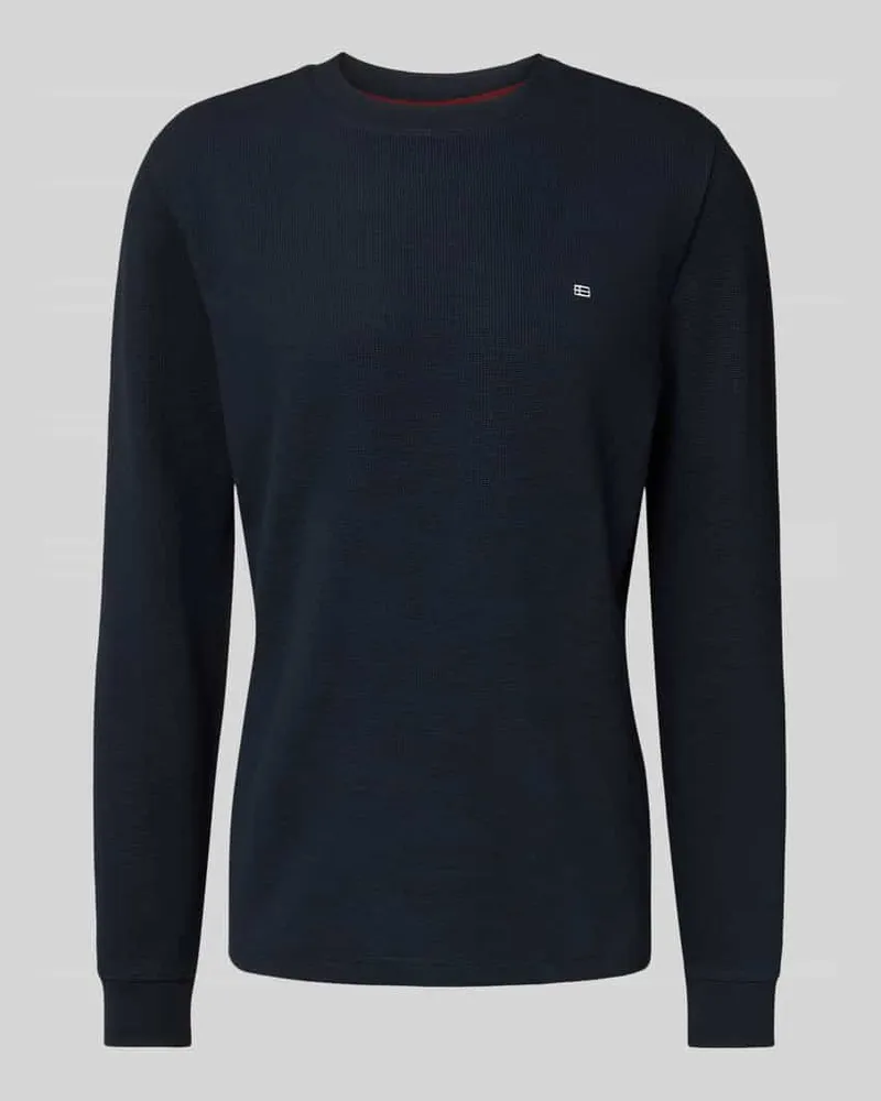 Christian Berg Longsleeve mit Strukturmuster und Rundhalsausschnitt Marine