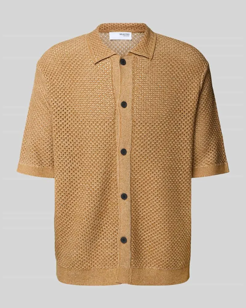 Selected Homme Relaxed Fit Poloshirt aus reiner Baumwolle Modell 'GINGER Hellbraun