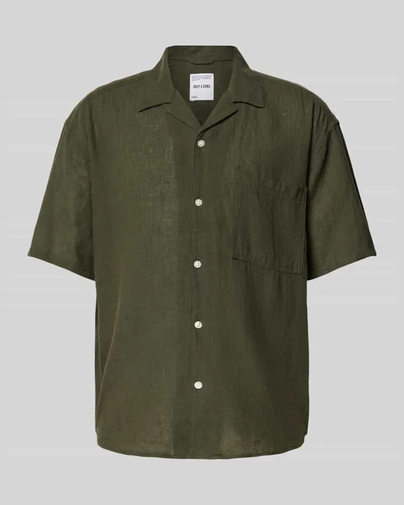 Only & Sons Relaxed Fit Freizeithemd aus Baumwoll-Leinen-Mix Modell 'CAIDEN 