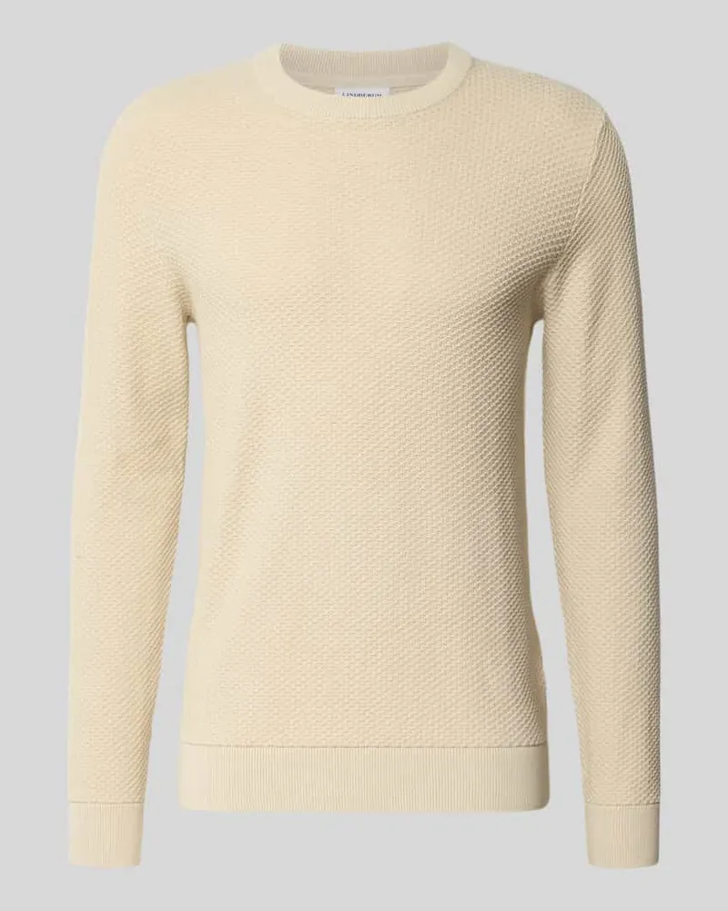 Lindbergh Strickpullover mit Strukturmuster und Rundhalsausschnitt Sand